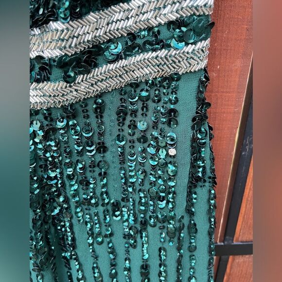 Mac Duggal 10509 Sleeveless High Neck Beaded Midi Sheath Dress 8 NWT - Picture 6 of 11